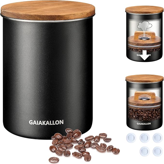 Vacuum Coffee Canister, Stainless Steel Airtight Coffee Storage Container, Coffee Container for 14oz Coffee Beans, Coffee Beans Storage, 42 fl.oz