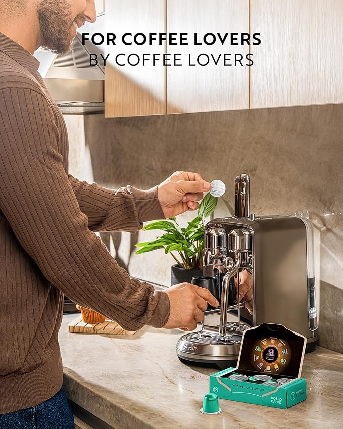 ROSSO CAFFÈ 60 Espresso Coffee Pods for Nespresso Original Machines - Pack of Rich and Bold Capsules, 3 Premium Intense Dark Flavors