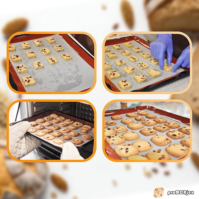 Silicone Baking Mats Half Sheet/Full Sheet Non-Stick Cookie Sheet for Baking Silicon Baking Mat Set (12” x 16” & 16” x 24” Pack of 2)