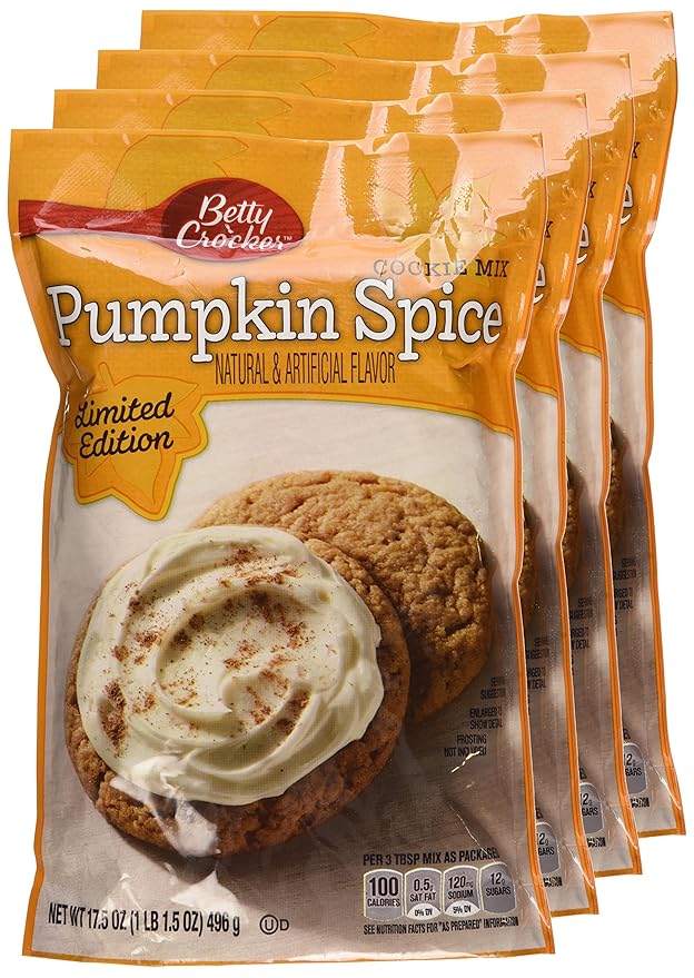 Betty Crocker, Pumpkin Spice Cookie Mix, 17.5oz Pouch (Pack of 4)