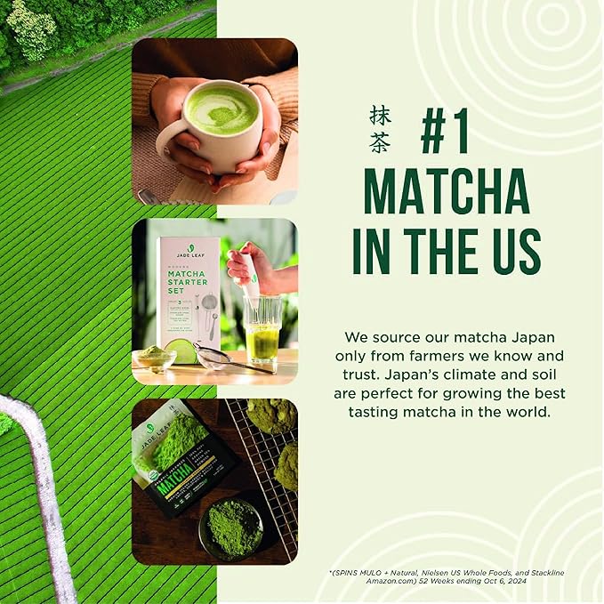 Jade Leaf Matcha Organic Premium Ceremonial Grade Matcha Green Tea Powder - Japanese - Culinary, Ingredient, Ceremonial Barista Teahouse, Latte, Collagen, 1.76 Ounce (Pack of 1), Ceremonial Barista