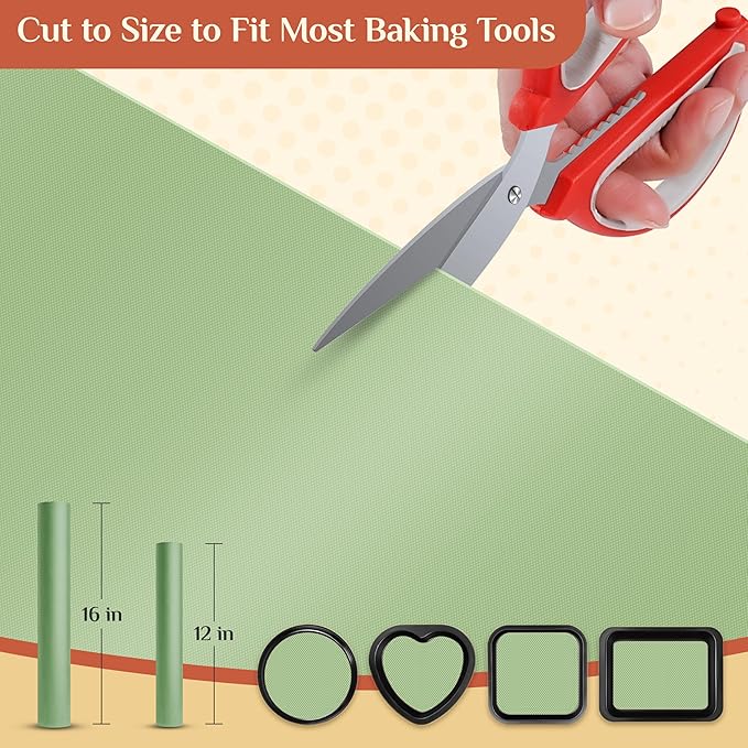 Silicone Baking Mat, 16 IN x 6 FT Free Cutting Baking Sheet,Non-Stick Reusable Dough & Pastry Mat,Non-Slip Silicone Mat Roll for Air Fryer Liner,Freeze Dryer,Oven Baking Pan,Kitchen Counter