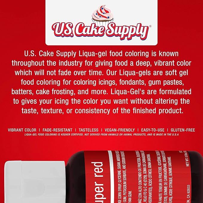 24 Color Cake Food Coloring Liqua-Gel Decorating Baking Primary & Secondary Colors Deluxe Set - U.S. Cake Supply 0.75 fl. oz. (20ml) Bottles - Made in the U.S.A.