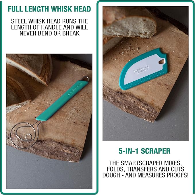 Artisan Bread Whisk and Bench Scraper Duo - Essential Dough Mixer Tools - Sourdough Bread Baking Supplies