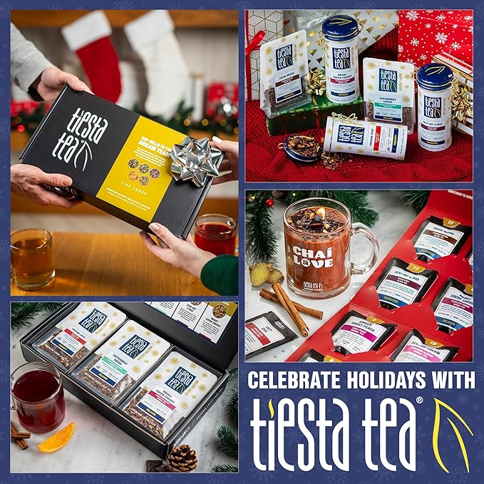 Tiesta Tea - Fireside Spice, Loose Leaf, Mulled Wine Herbal Tea, Premium Non-Caffeinated Holiday Blend, Make Hot or Iced, Brews Up to 25 Cups, 1.5 Ounce Resealable Pouch