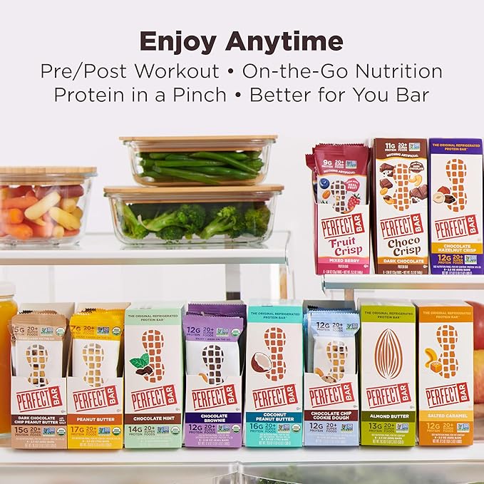 Perfect Bar Original Refrigerated Protein Bar, Peanut Butter Lover's Variety Bundle, 2.2 - 2.5 Ounce Bar, 8 Count