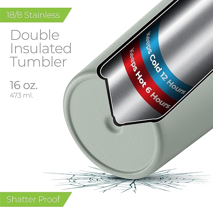 SIPX™ Triple-Insulated Tumblers - 16oz. Premium Modern Tumbler With Lid, insulated Cup Keeps Hot For 6 Hours, Stainless Steel Tumbler Made Of Sustainable Material, Coffee Travel Mug For Home & Office