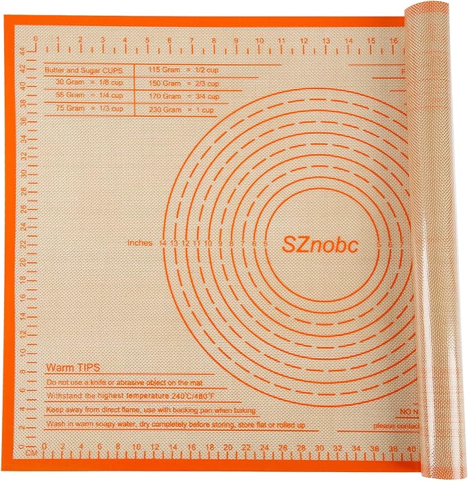 Non-slip Silicone Pastry Mat 28X20 inches Baking Mat with Measurement, Perfect for Dough, Pastry, Pie Crust, Fondant, Cookies, Bread, Pasta, Pizza, Food Grade Kitchen Counter Mats