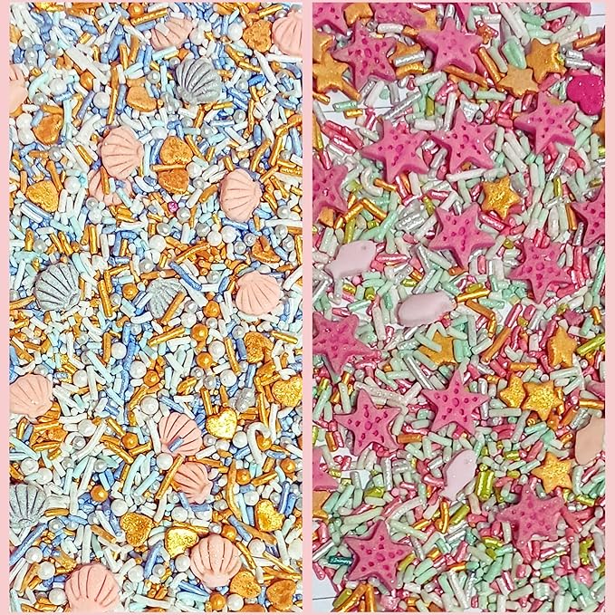 Confect Under the Sea Sprinkle Mix Set – Sea Shell, Star Fish, Mermaid & Sea fishes Edible Decorations in Ocean-Inspired Colors - 5 Assorted Pastel Sprinkle Blends for Cake, Cupcake & Cookie Decorating -Vegan, Gluten-Free, Nut-Free, Soy-Free, Dairy-Fre...