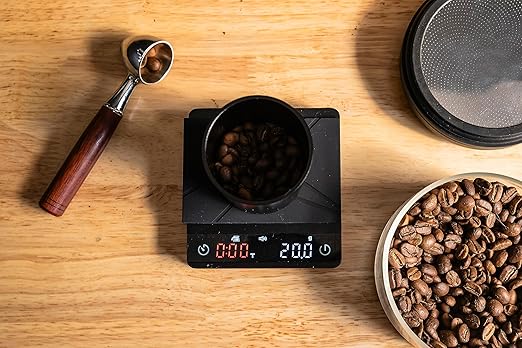 Nano Pro Coffee Scale with Timer, Espresso Scale with Auto Tare, Aluminum Body, Touch Sensor and Silicone Cover (Black)