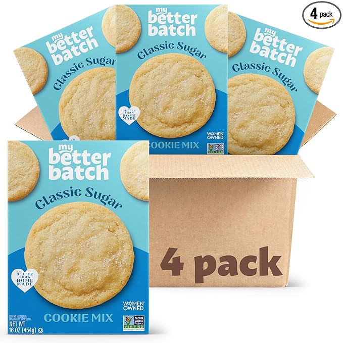 My Better Batch Classic Sugar Cookie Mix, Gourmet Baking Mix for Homemade Taste, 4 Pack (Makes 64 Cookies Total)