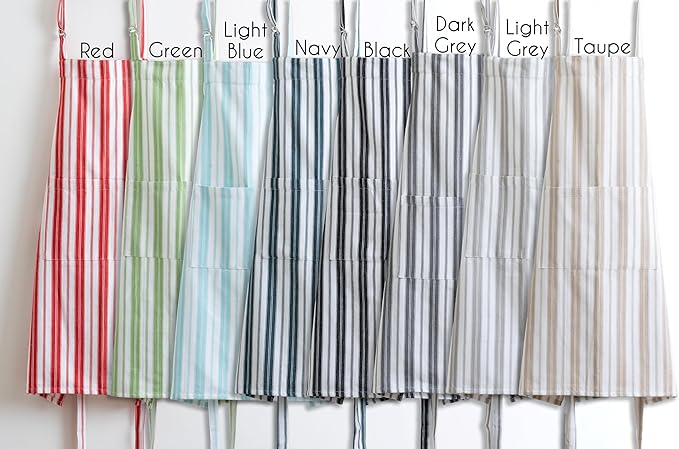 100% Cotton Apron For Men & Women -28 x 32 Inches – Chef Aprons – Useful When Cooking, Baking, Gardening – Adjustable Strap Around Waist & Neck With Pockets Bright Red Stripes