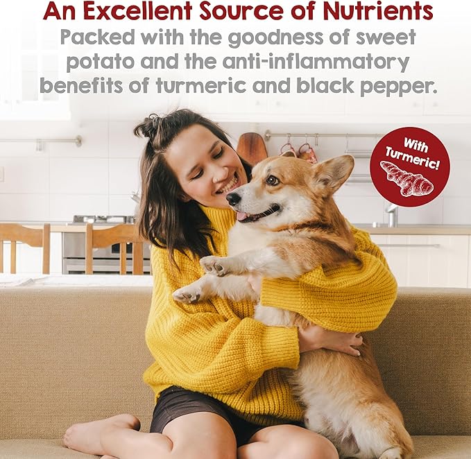 Riley's Slims Dried Sweet Potato Dog Treats - Dehydrated Chews with Turmeric - Limited Ingredient USA Sourced Sweet Potato - Made in The USA - 7.5 oz