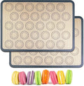 HOOMIL Macaron Silicone Baking Mats 2-Pack, 16.5" x 11.6" Half Sheet Size Macaron Silicone Mat, Non-Stick, Reusable, Food Safe Baking Mats - Brown+Gray