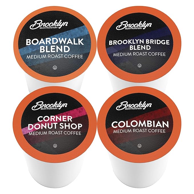 Brooklyn Beans Coffee Pods, Medium Roast Gourmet Variety Pack - Compatible with Keurig K Cup Brewers Including 2.0 Machines, 40 Count