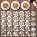 Mandala Cookie Coffee Stencils - 25 Pcs Mandala Latte Art Cookie Stencils for Coffee Cake Bread Decor, Reusable Bread Template for Sourdough Decoration Tools Baking Stencil