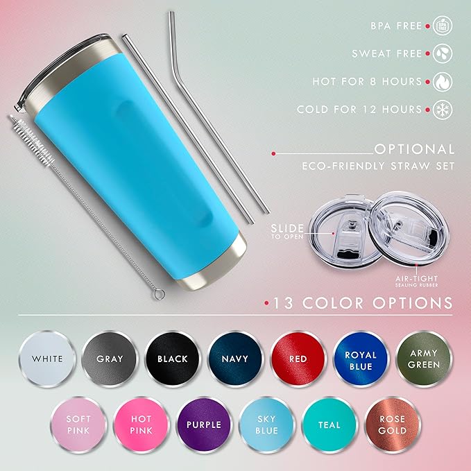 Be Burgundy Personalized Tumbler with Engraved Name - 12 Designs, 30 Oz Coffee Tumbler with Slider Lid, White, Double Wall Insulated - Gifts for Mom, Dad, Personalized Gift for Him, Her