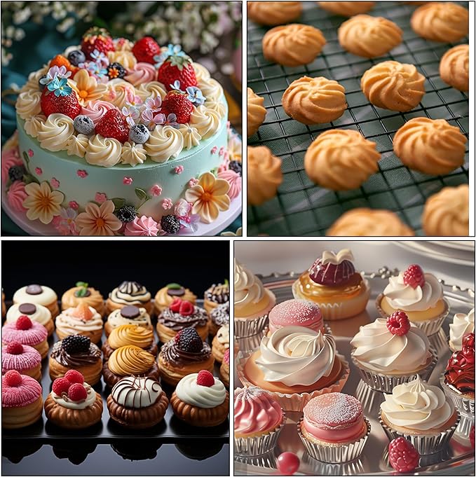 5PCS Large Piping Tips Set, COKUMA Stainless Steel Cake Decorating Tips, Frosting Icing Tips for Cupcakes, Cake, Cookie and Decorating (Dishwasher Safe)
