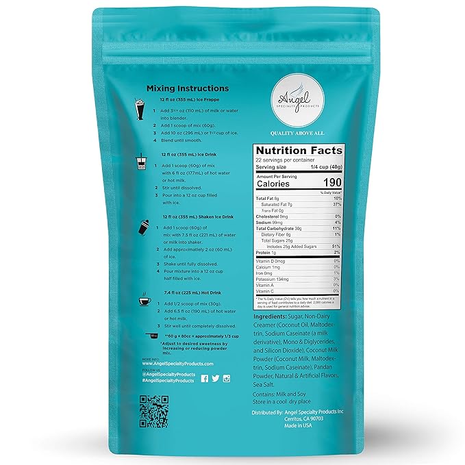 Pandan Coconut Blended Crème Mix by Angel Specialty Products [2LB]