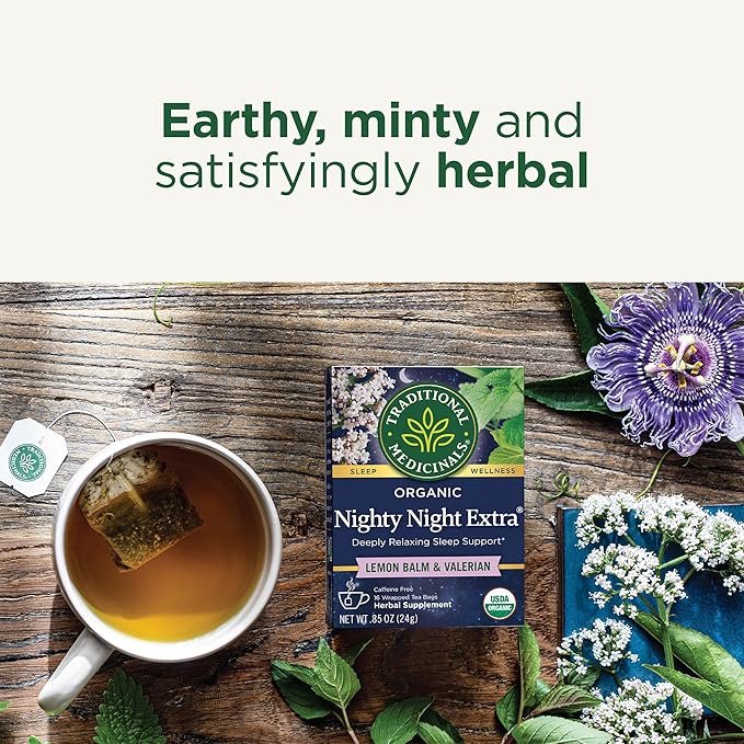 Traditional Medicinals Organic Nighty Night Extra Tea With Valerian Root for Relaxation, 96 Tea Bags (Pack of 6)