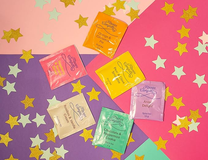 ACORUS | Flavor Confetti Tea Assortment | Natural Fruit and Herbal Tea Gift Set | Celebrate with 6 Different Flavors | Large Selection Tea Set | Tea Box For Various Occasions - 60 Tea Bags