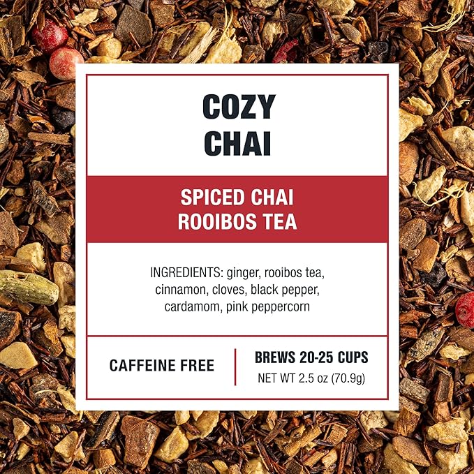 Tiesta Tea - Cozy Chai, Loose Leaf, Spiced Chai Rooibos Tea, Premium Caffeine-Free Herbal Blend, Makes Hot or Iced & Up to 25 Cups, 2.5oz Resealable Pouch