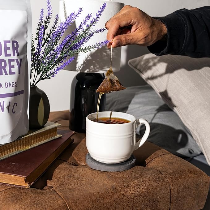 Lavender Earl Grey Black Tea - 100% Certified Organic - 50 Pyramid Tea Bags Sachets in a Resealable Bag