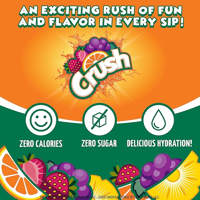Crush, Orange, Liquid Water Enhancer – New, Better Taste! (4 Bottles, Makes 96 Flavored Water Drinks) – Sugar Free, Zero Calorie