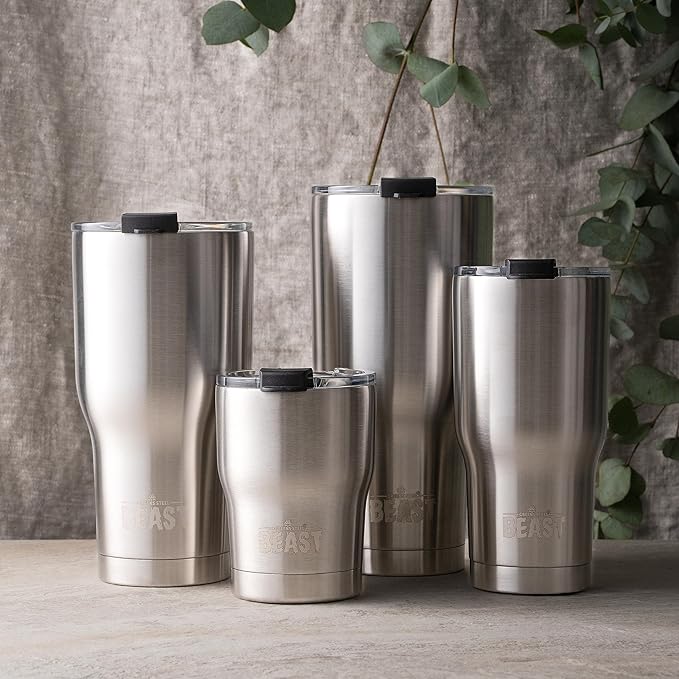 Beast 10 oz Tumbler Stainless Steel Vacuum Insulated Coffee Ice Cup Double Wall Travel Flask (Steel)