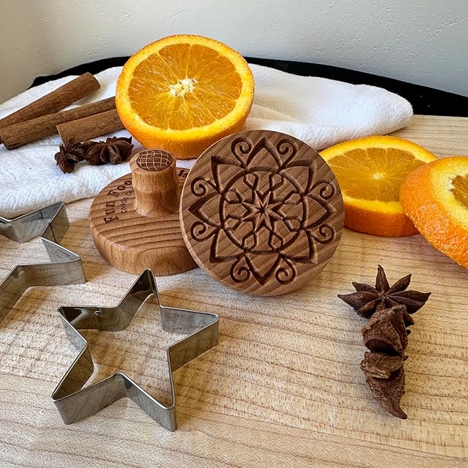 Wood Cookie Stamp, 2.5 Inch (Holiday Star CS-051)