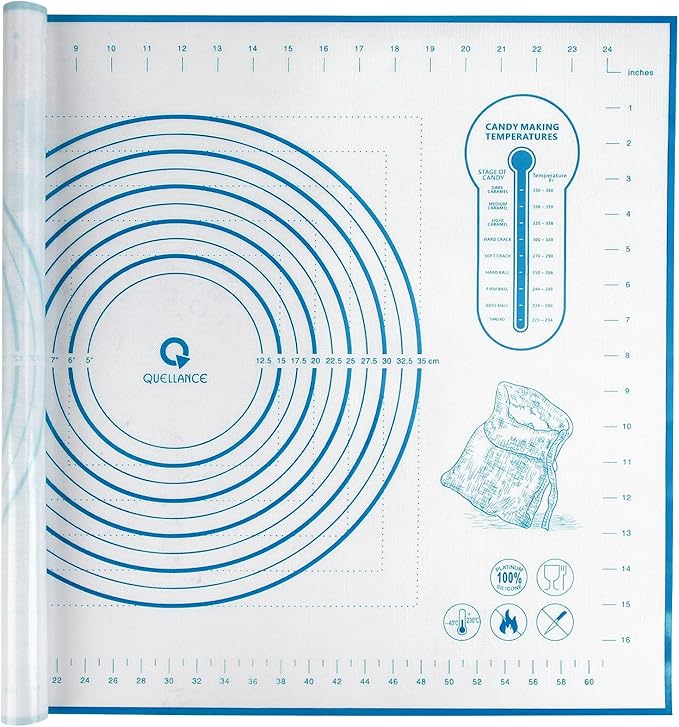 Silicone Baking Mat with Measurements, Pastry/Fondant/Dough Rolling Counter/Oven Liner Mat, 20''(W)28''(L) Blue