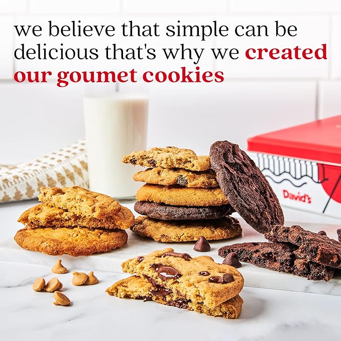 David's Cookies 2lbs Assorted Flavors Fresh Baked Cookies - Handmade and Gourmet Cookies - Delectable and Made with Premium Ingredients - Cookie Gift Basket - Great Gift For All Occasions