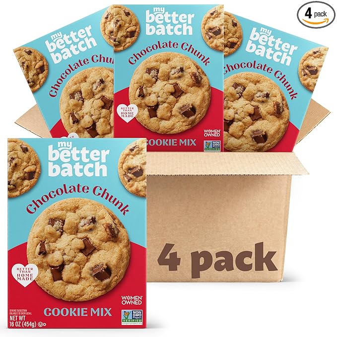 My Better Batch Chocolate Chunk Cookie Mix, Gourmet Baking Mix for Homemade Taste, 4 Pack (Makes 64 Cookies Total)