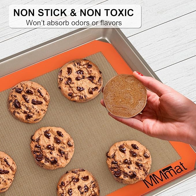 Silicone Baking Mat - Best German Silicone - Non Slip Silicone Baking Sheet, Non Stick Reusable Silicone Mats for Baking, Oven Liner, Counter Mat, 2 Half Sheets Mats + 1 Macaron Cookie Sheet