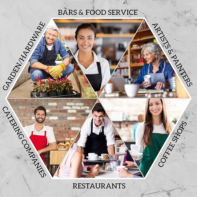 GREEN LIFESTYLE 12 Pack Professional Chef Apron – Grilling Aprons for Men, Waterproof Cooking Apron for BBQ, Work or Restaurant Use, Kitchen Aprons for Women – Burgundy, No Pockets