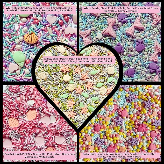 Confect Ocean-Themed Sprinkles Set – 5 Assorted Pastel Edible Sea Shell, Mermaid, starfishes & fish Sprinkle Mixes for Cake, Cupcake & Cookie Decorating –Ocean-Themed Baking Decorations- Vegan, Gluten-Free, Nut-Free, Soy-Free, Dairy-Free, Palm Oil-Free...