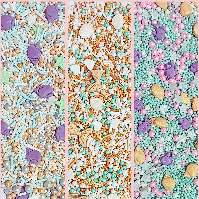 Confect Under the Sea Sprinkle Mix Set – Sea Shell, Star Fish, Mermaid & Sea fishes Edible Decorations in Ocean-Inspired Colors - 5 Assorted Pastel Sprinkle Blends for Cake, Cupcake & Cookie Decorating -Vegan, Gluten-Free, Nut-Free, Soy-Free, Dairy-Fre...