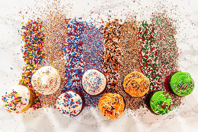 Bakerpan Rainbow Jimmies Sprinkles - 6 Ounces Edible Sprinkles for Cake Decorating, Cupcakes, Ice Cream, Cake Decorations (Made in USA)