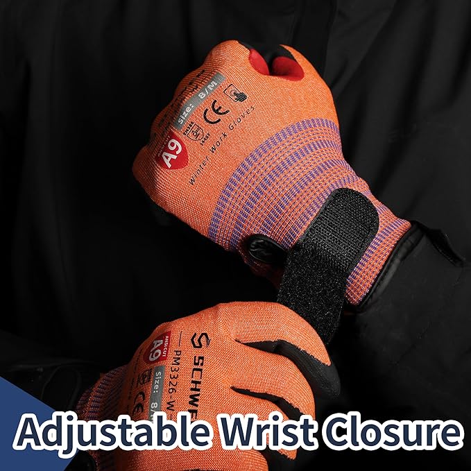 Schwer FreezeGuard-X Winter Work Gloves for Men and Women, ANSI A9 Cut Resistant Glove for Extreme Protection, Freezer Gloves With Super Grip, Thermal Insulated, PM3326-W (XXL,1 Pair)