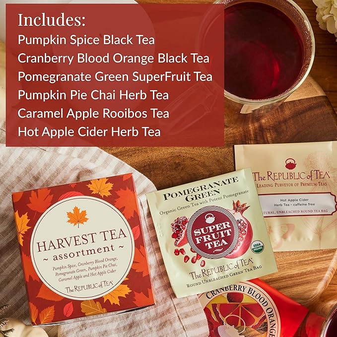 The Republic of Tea: Fall Harvest Tea Assortment Cube, 24 Tea Bags