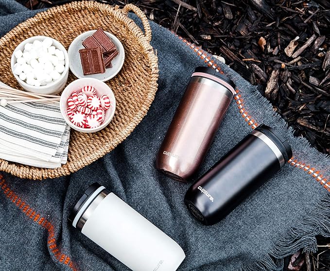 Cupture TWIST-TOP Vacuum-Insulated Stainless Steel Travel Mug, 16 oz, Gunmetal Gray