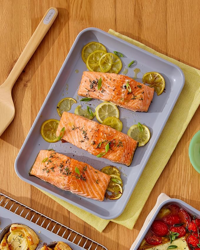 Caraway Nonstick Ceramic Small Baking Sheet (9x13”) – Non-Toxic, PTFE & PFOA Free – Oven Safe – Aluminized Steel Core – Mini Sheet Pan for Baking, Roasting & More - Gray