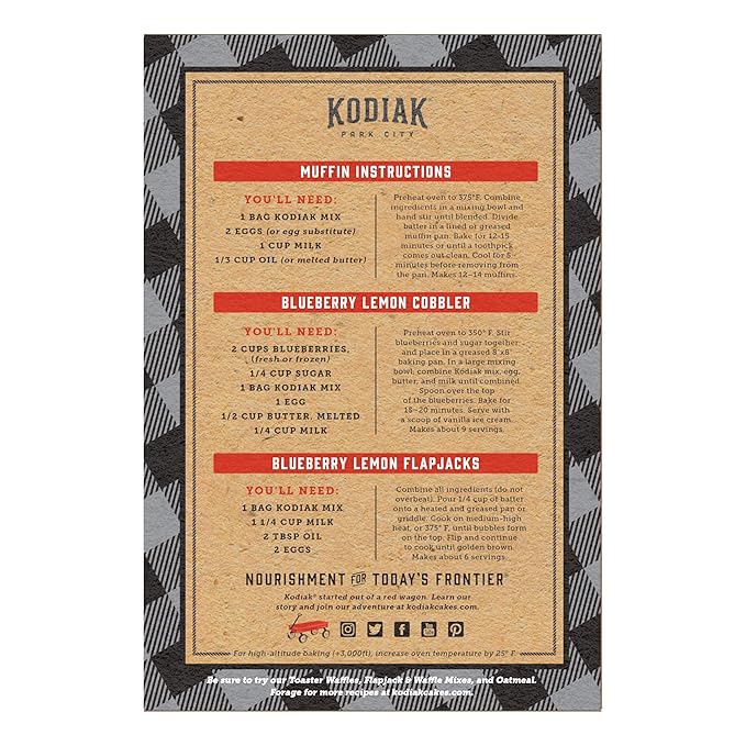 Kodiak Cakes Power Bake, Protein Muffin Mix, Blueberry Lemon, 14 Ounce (Pack of 6)