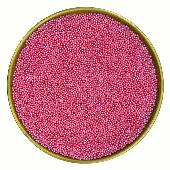 Dynastang 2mm Dark Pink Pearls Sprinkles Edible Pearls Cake Decorating Stars Cake Decorations Cupcake Toppers Cookie Decorating Perfect for Cakes, Cupcakes, Desserts Toppings 3OZ
