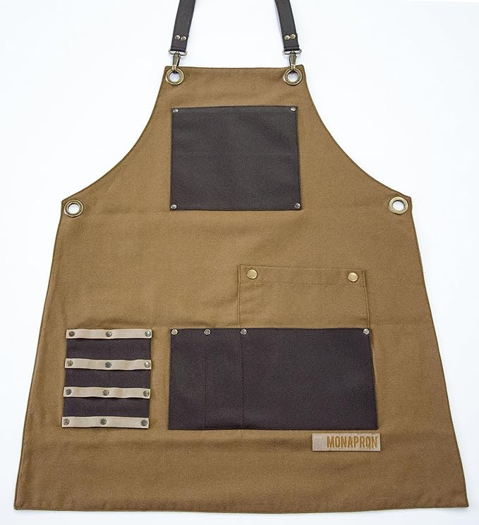 Unisex Chef Apron for Men & Women | Waterproof, Cross Back, Cotton Canvas with Pockets for Kitchen, BBQ, Hairdresser