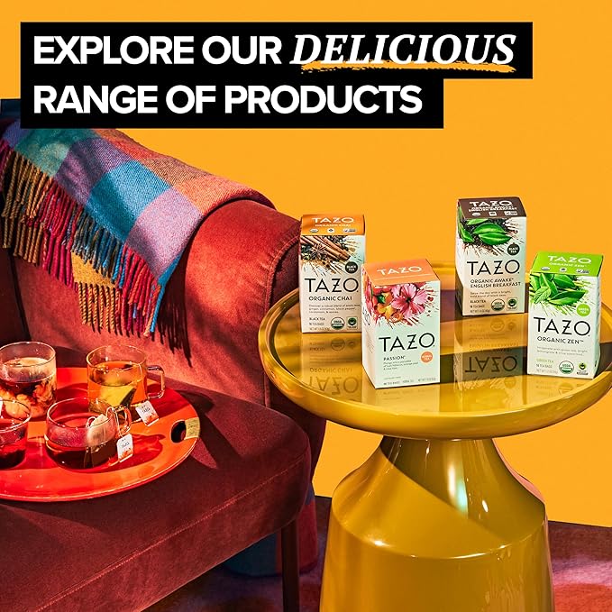 TAZO Organic Chai Black Tea Bags, Caffeinated tea, 16 Total Bags