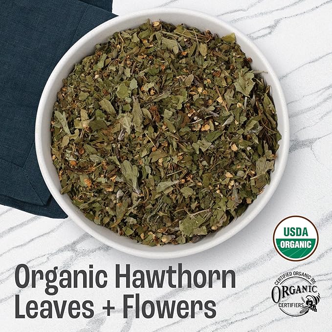 J MAC BOTANICALS Organic Hawthorn Leaf and Flower (16 oz) Dried Hawthorne leaves
