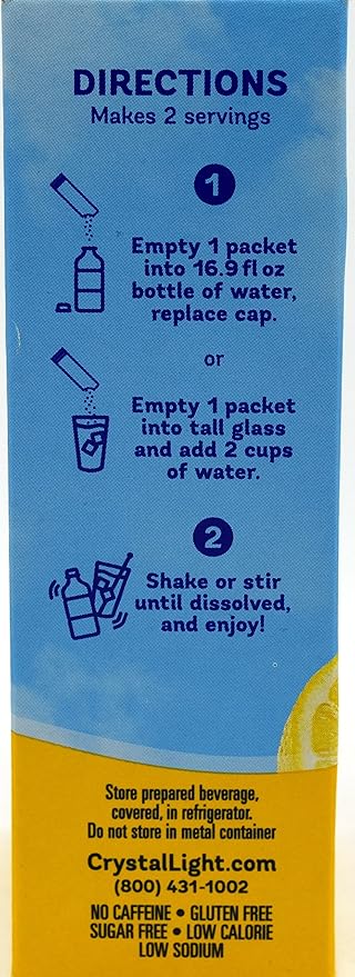 Crystal Light On The Go Natural Lemonade Drink Mix, 10-Packet Box (Pack of 7)
