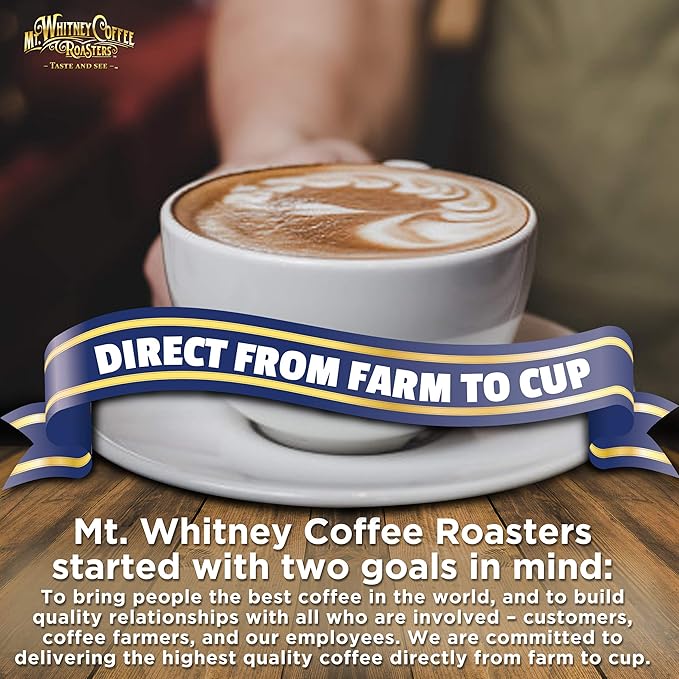 Mt. Whitney Premium Organic Spring Water Colombian, Medium Dark Raost, Low Acid, Decaf Coffee (Ground, 2 Lb)