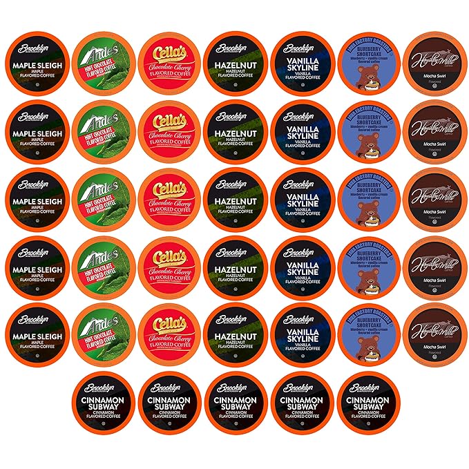 Two Rivers Coffee Flavored Pods, Variety Sampler Pack for Keurig K Cup Brewers, 40 Count - Flavored Coffee Lovers, Great Gift - 5 Cups Of Each Flavor